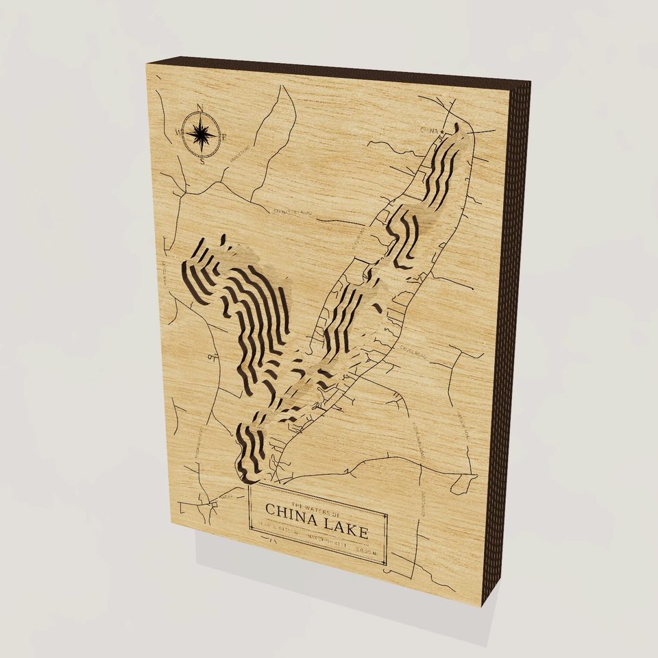 China Lake 3D wood map, hero view