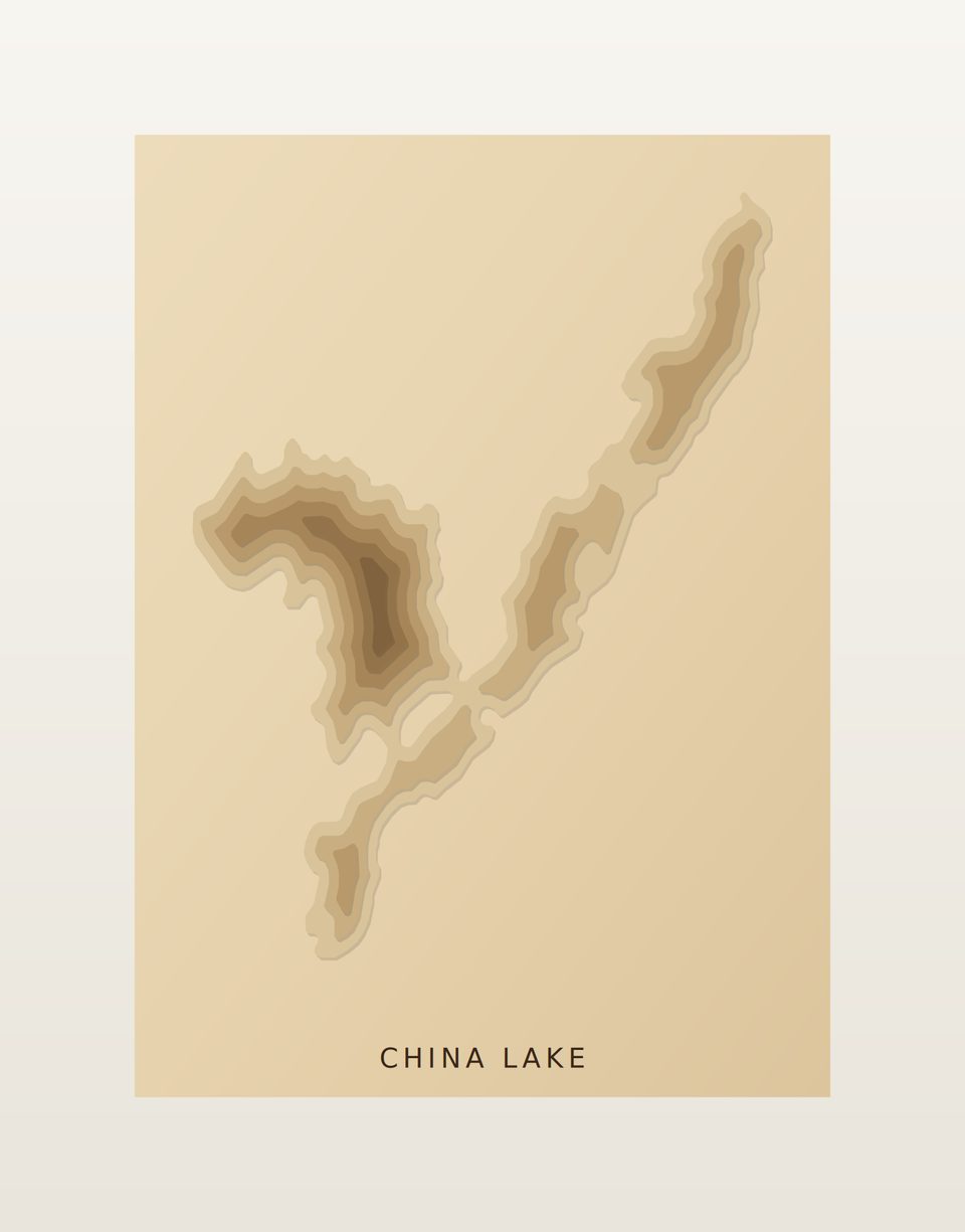 China Lake 3D wood map, preview view