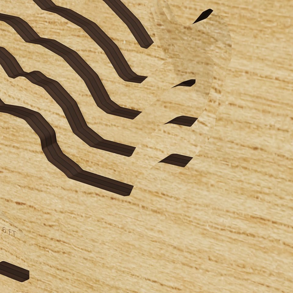 Chisago Lake 3D wood map, detail view