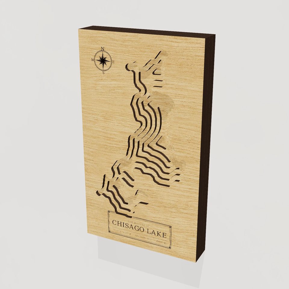 Chisago Lake 3D wood map, hero view