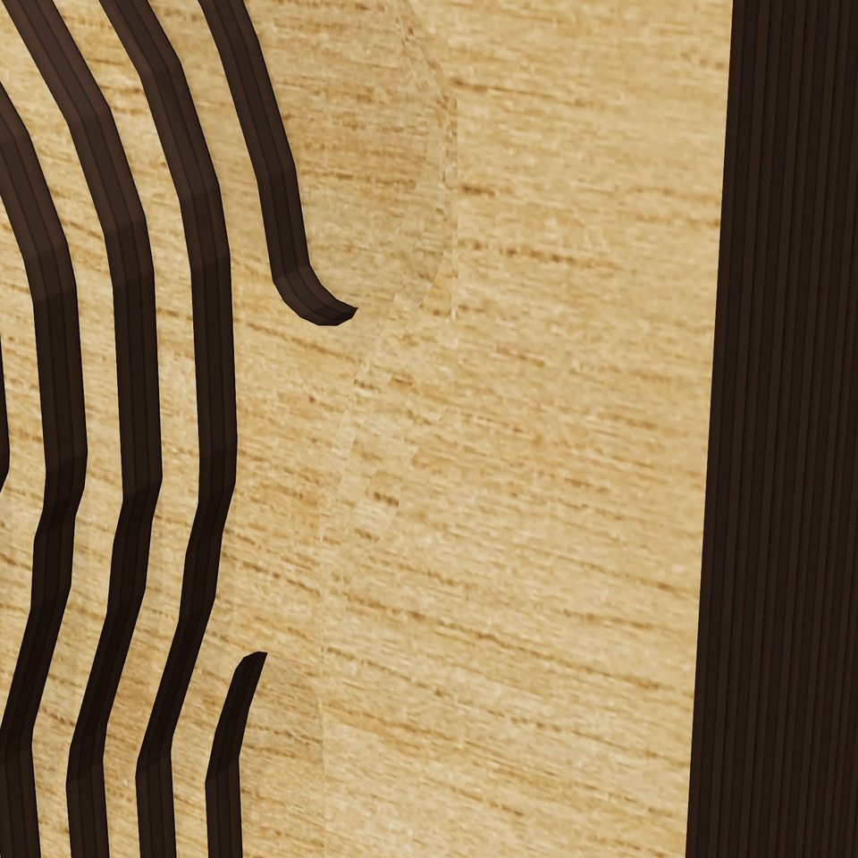 Chub Lake 3D wood map, detail view