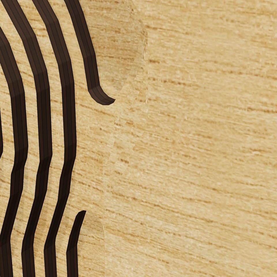 Chub Lake 3D wood map, detail view