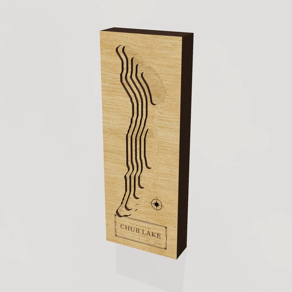 Chub Lake 3D wood map, hero view