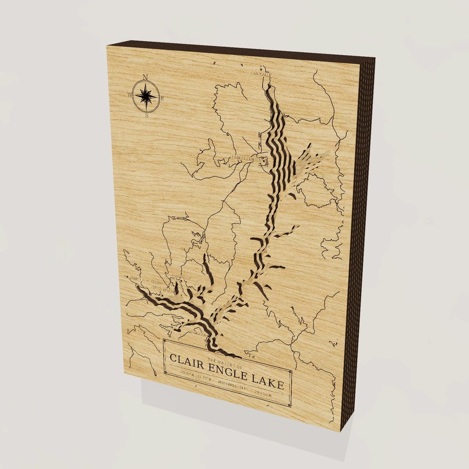 Clair Engle Lake 3D wood map, hero view