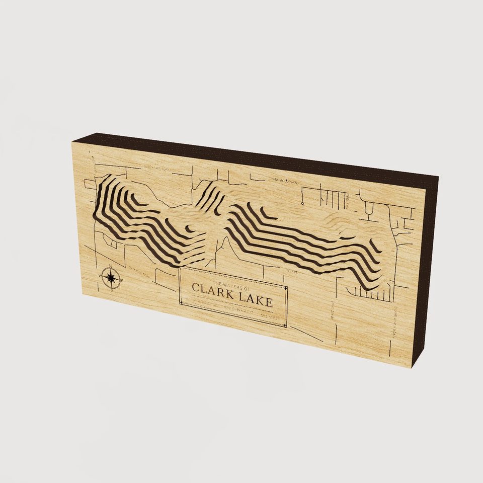 Clark Lake 3D wood map, hero view