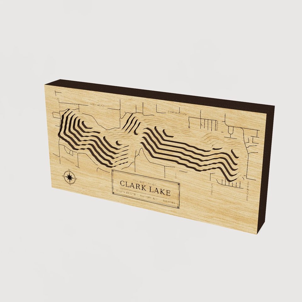 Clark Lake 3D wood map, hero view