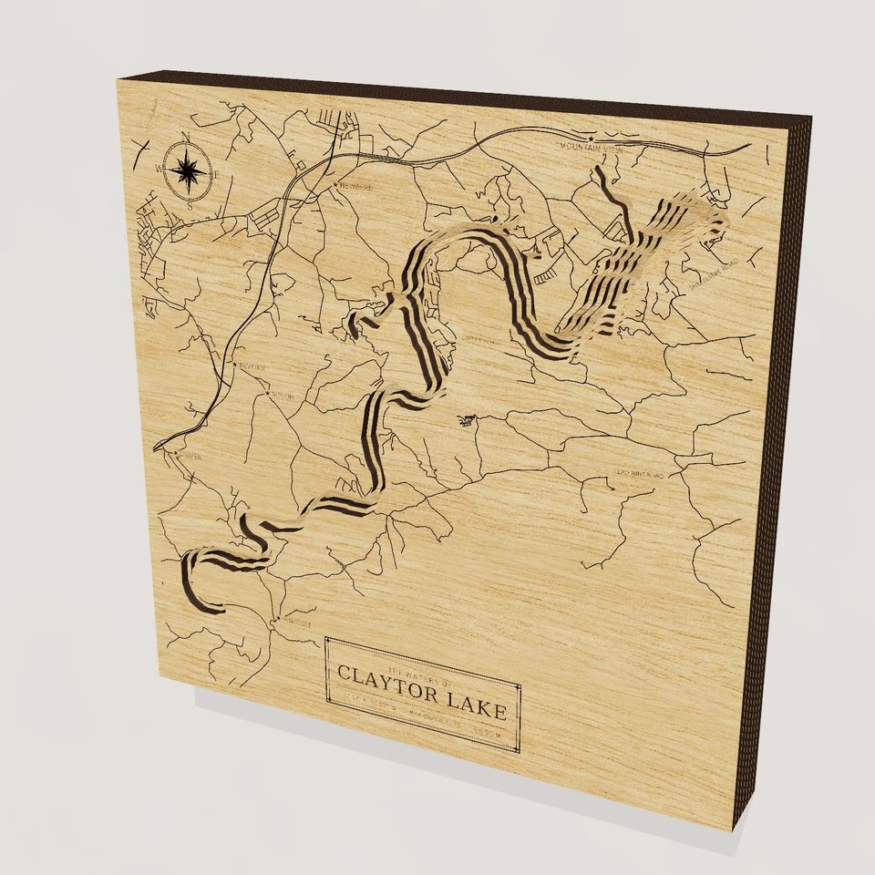 Claytor Lake 3D wood map, hero view
