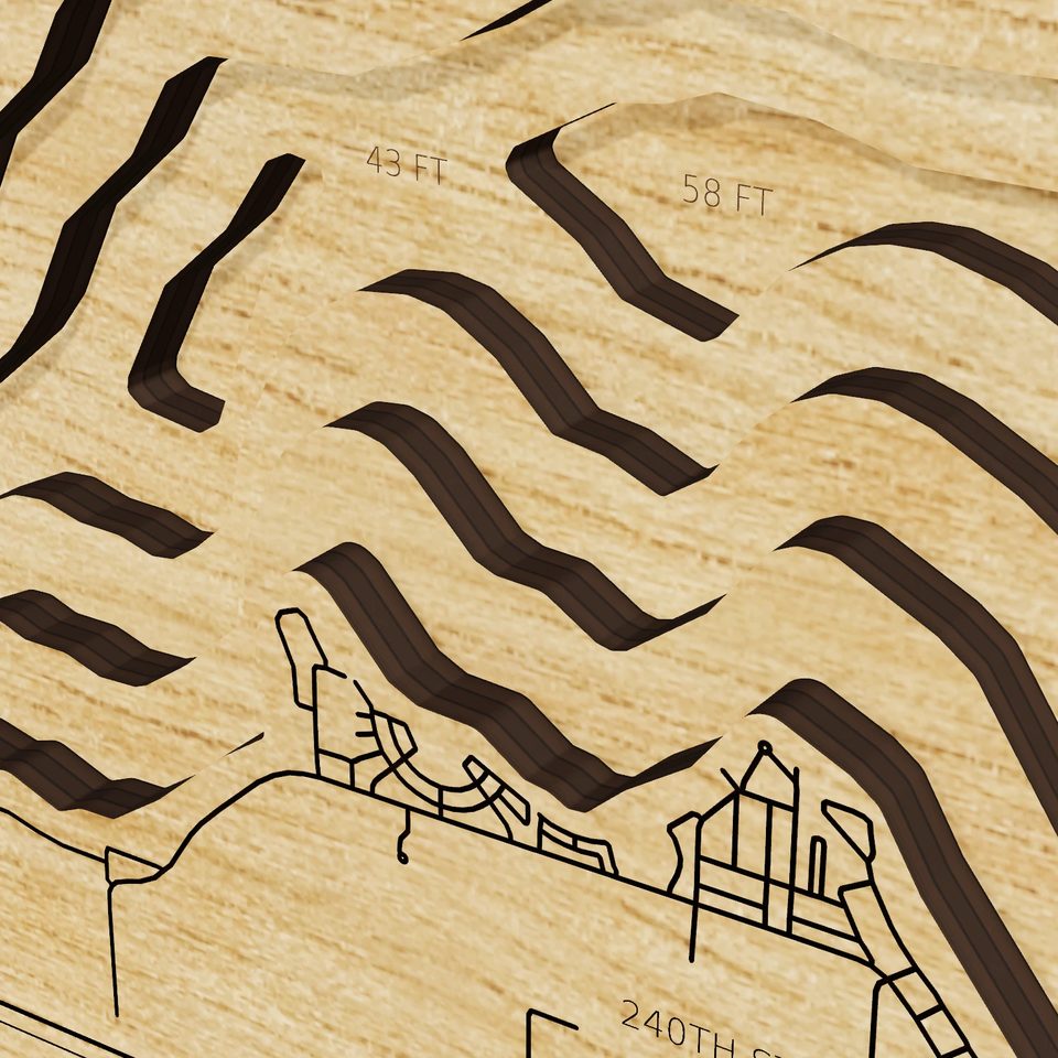 Clear Lake 3D wood map, detail view