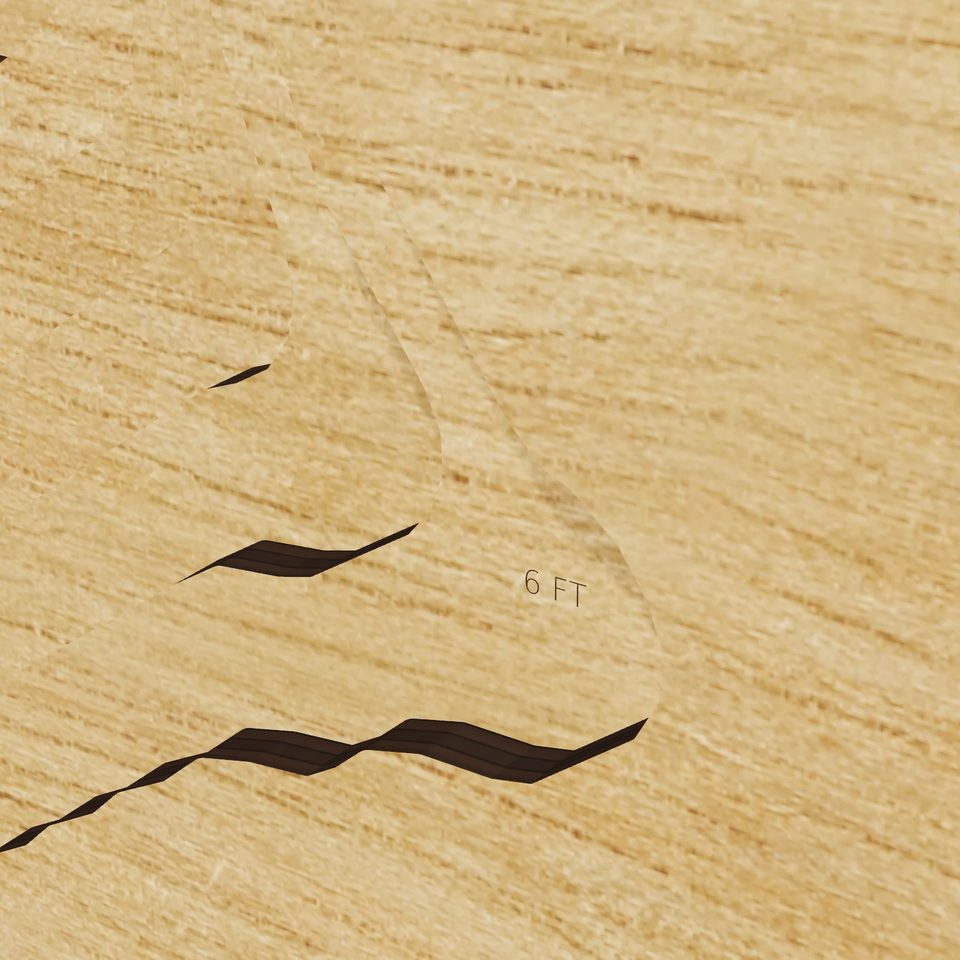 Clear Lake 3D wood map, detail view