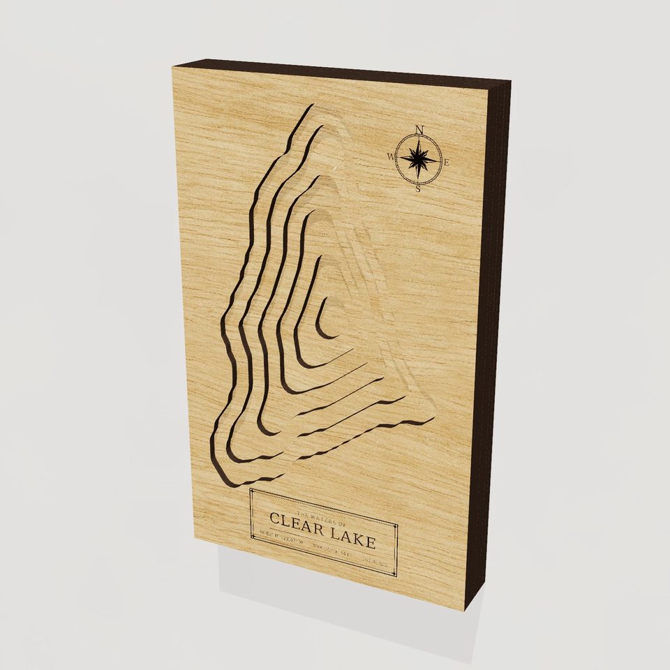 Clear Lake 3D wood map, hero view