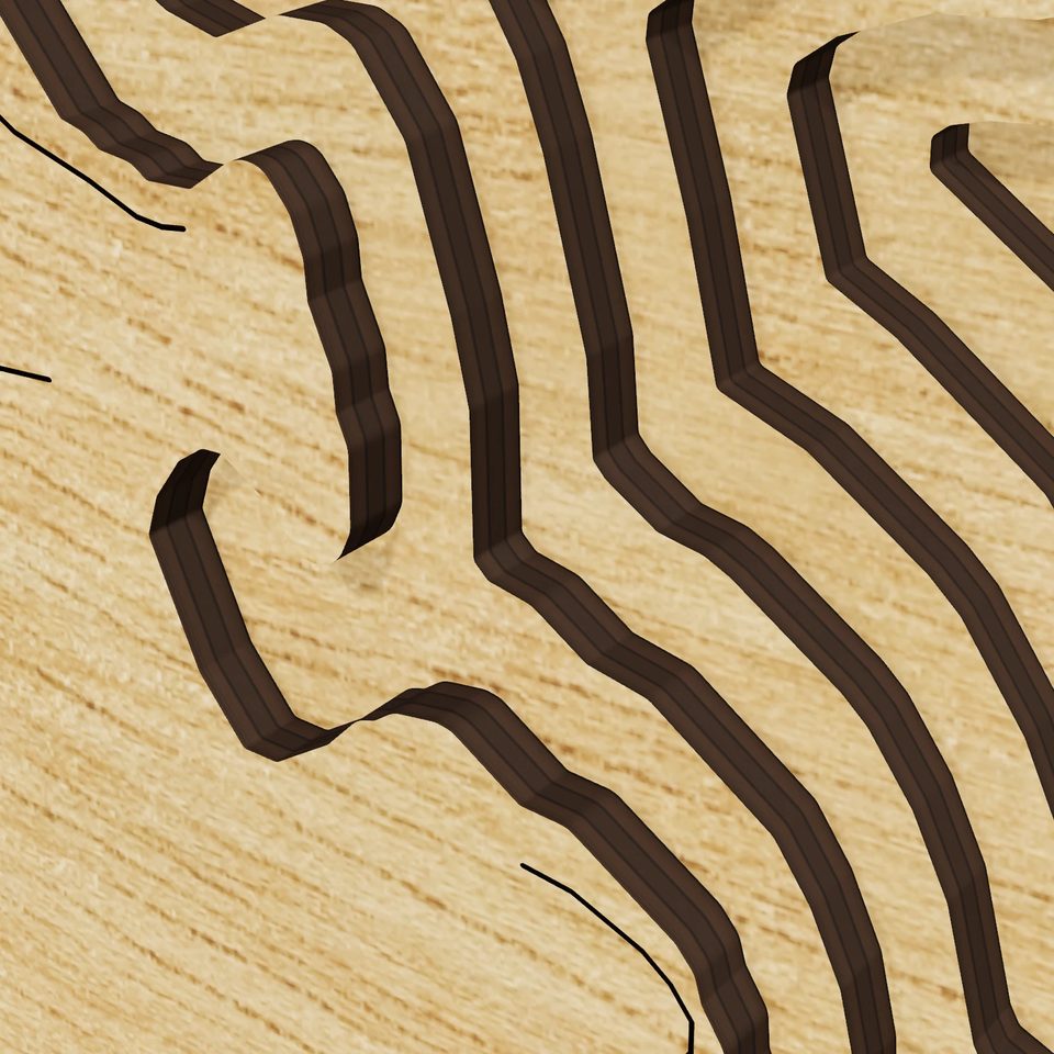 Clearwater Lake 3D wood map, detail view