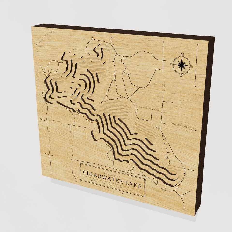 Clearwater Lake 3D wood map, hero view