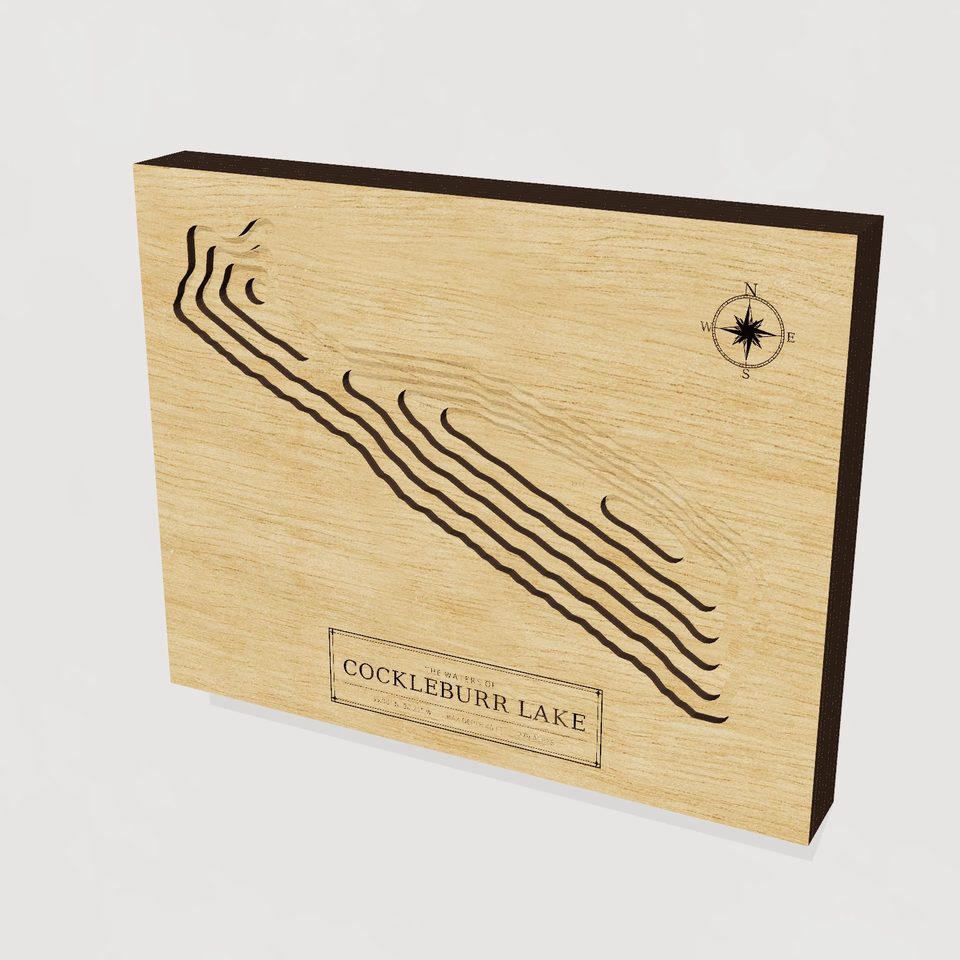 Cockleburr Lake 3D wood map, hero view