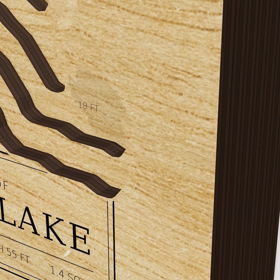 Collins Lake 3D wood map, detail view