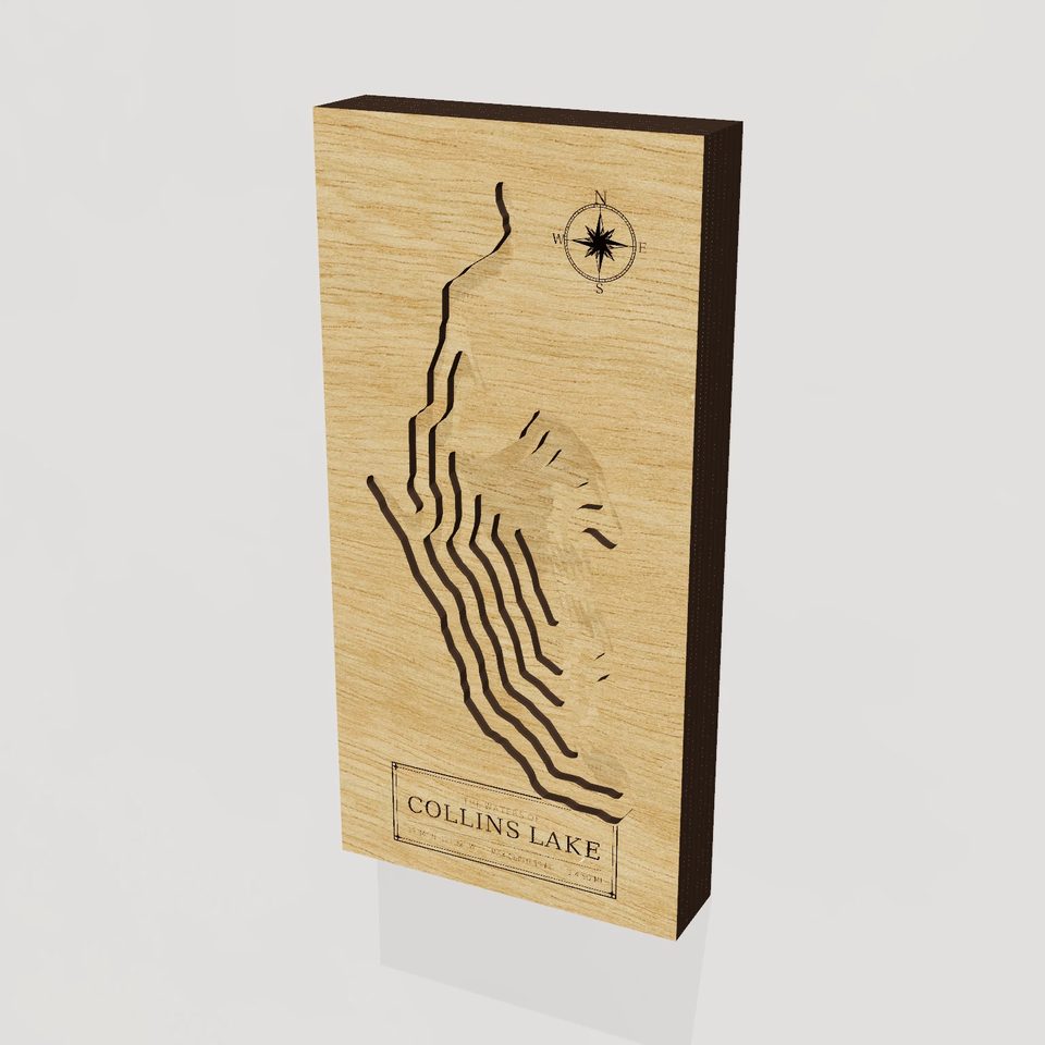 Collins Lake 3D wood map, hero view