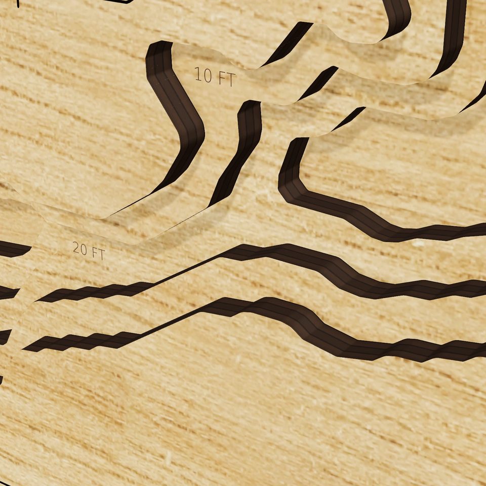 Como Lake 3D wood map, detail view