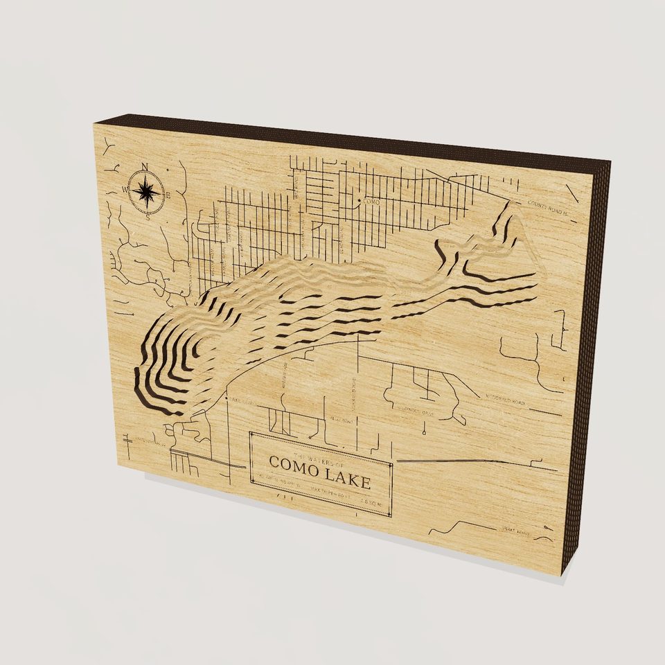 Como Lake 3D wood map, hero view