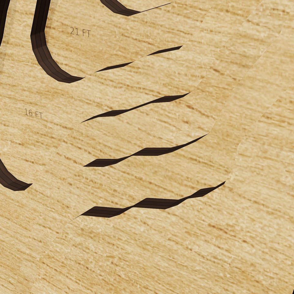 Congers Lake 3D wood map, detail view