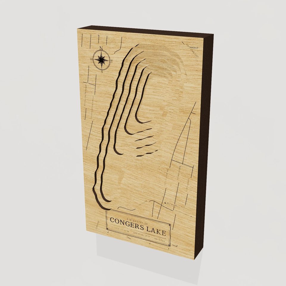 Congers Lake 3D wood map, hero view