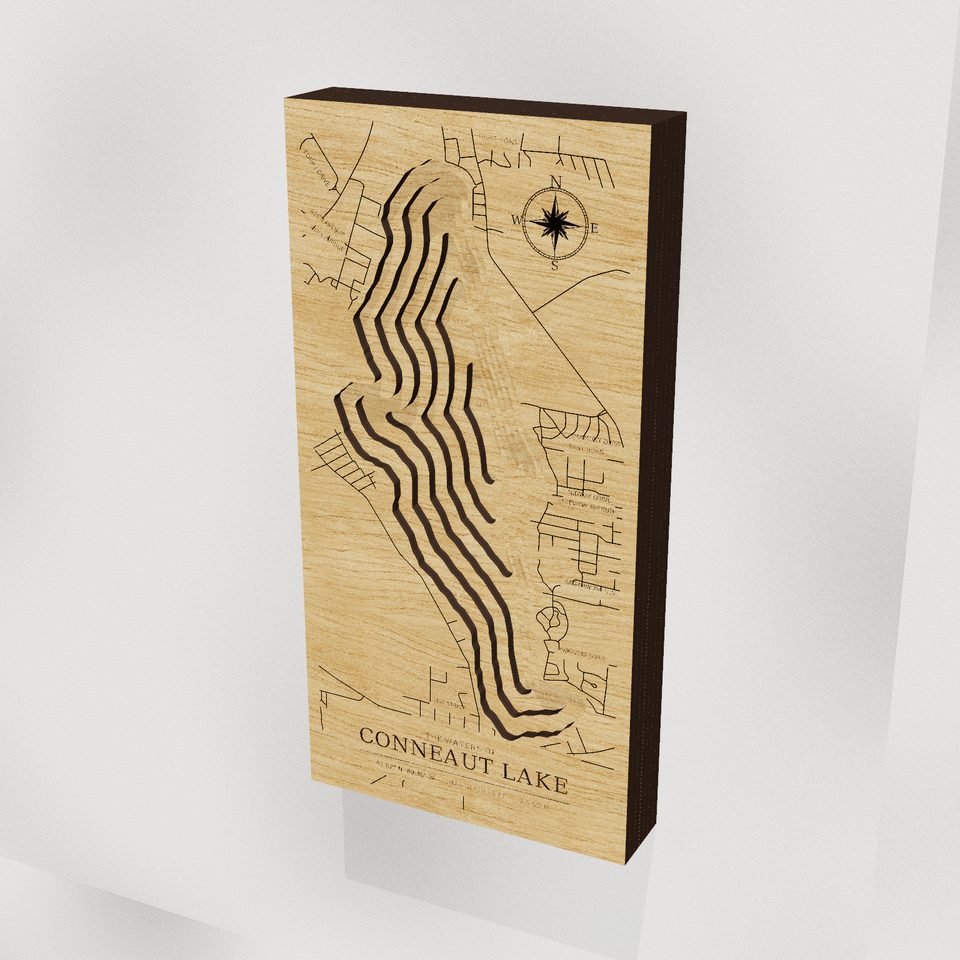 Conneaut Lake 3D wood map, hero view