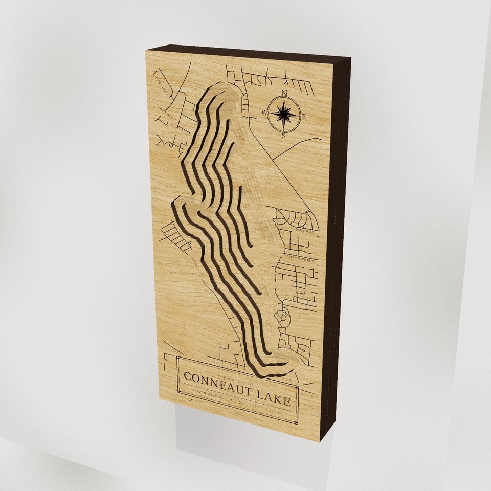 Conneaut Lake 3D wood map, hero view