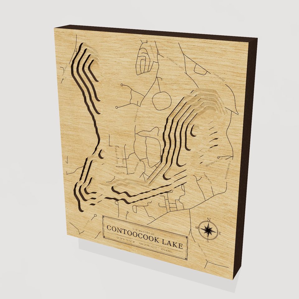 Contoocook Lake 3D wood map, hero view