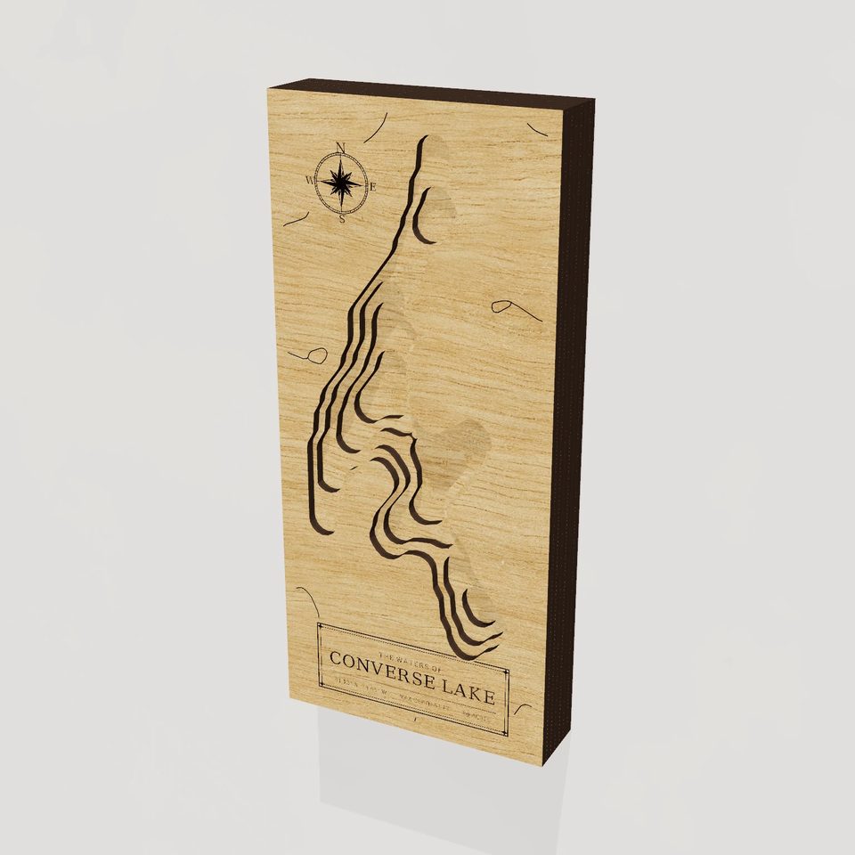 Converse Lake 3D wood map, hero view