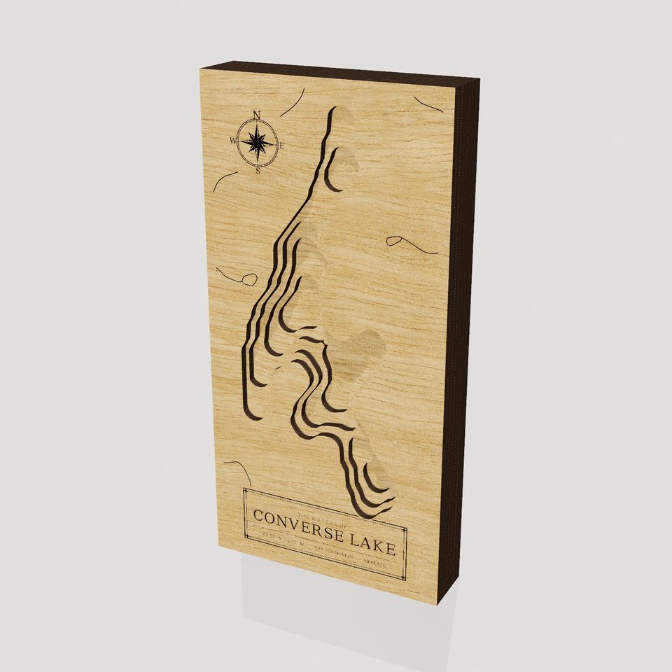 Converse Lake 3D wood map, hero view