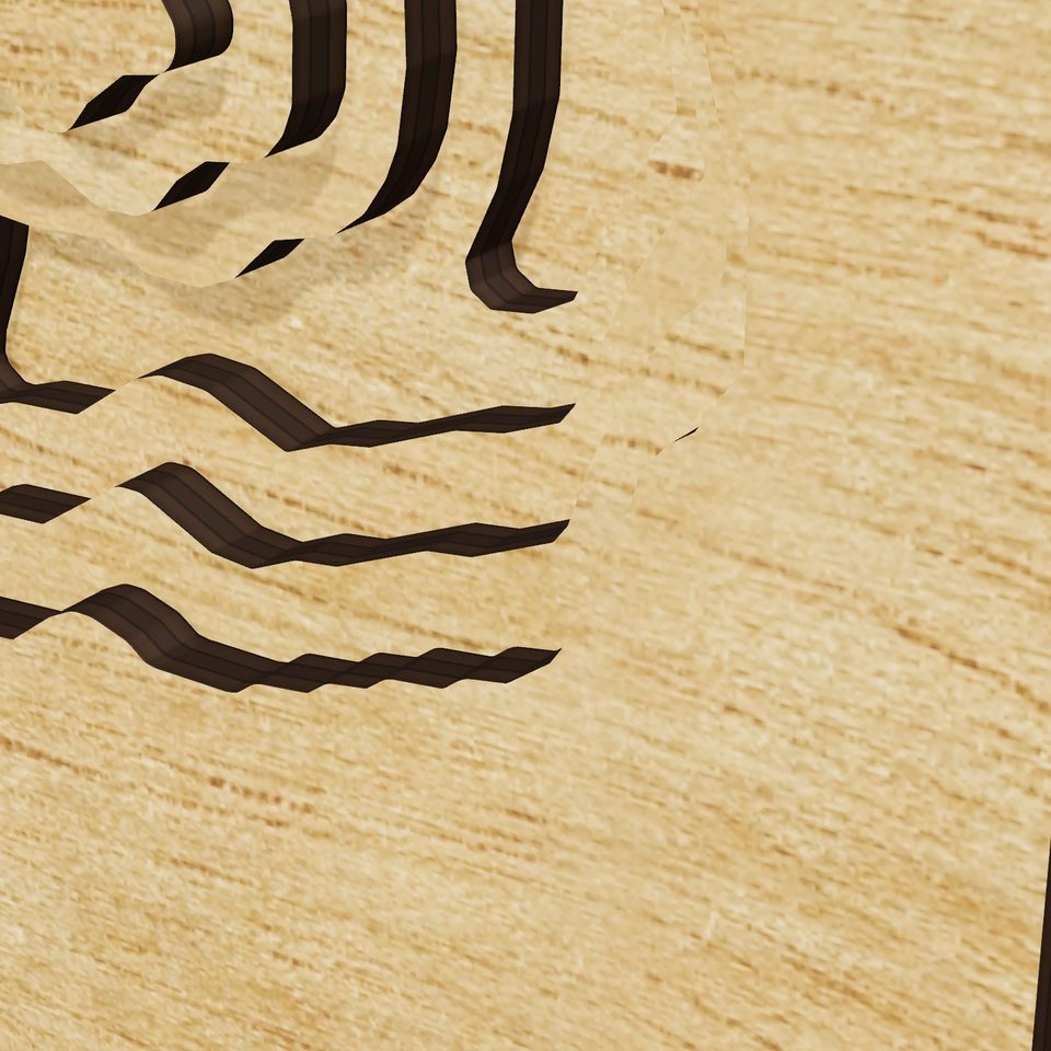 Coon Lake 3D wood map, detail view