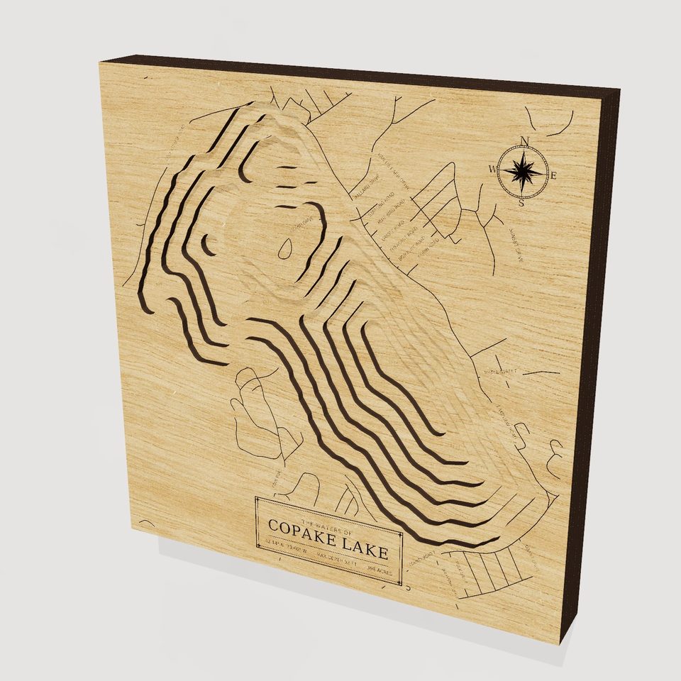 Copake Lake 3D wood map, hero view