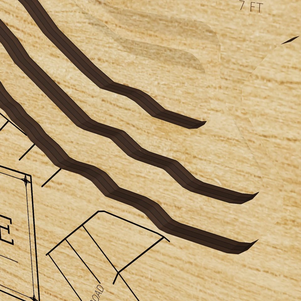 Coventry Lake 3D wood map, detail view