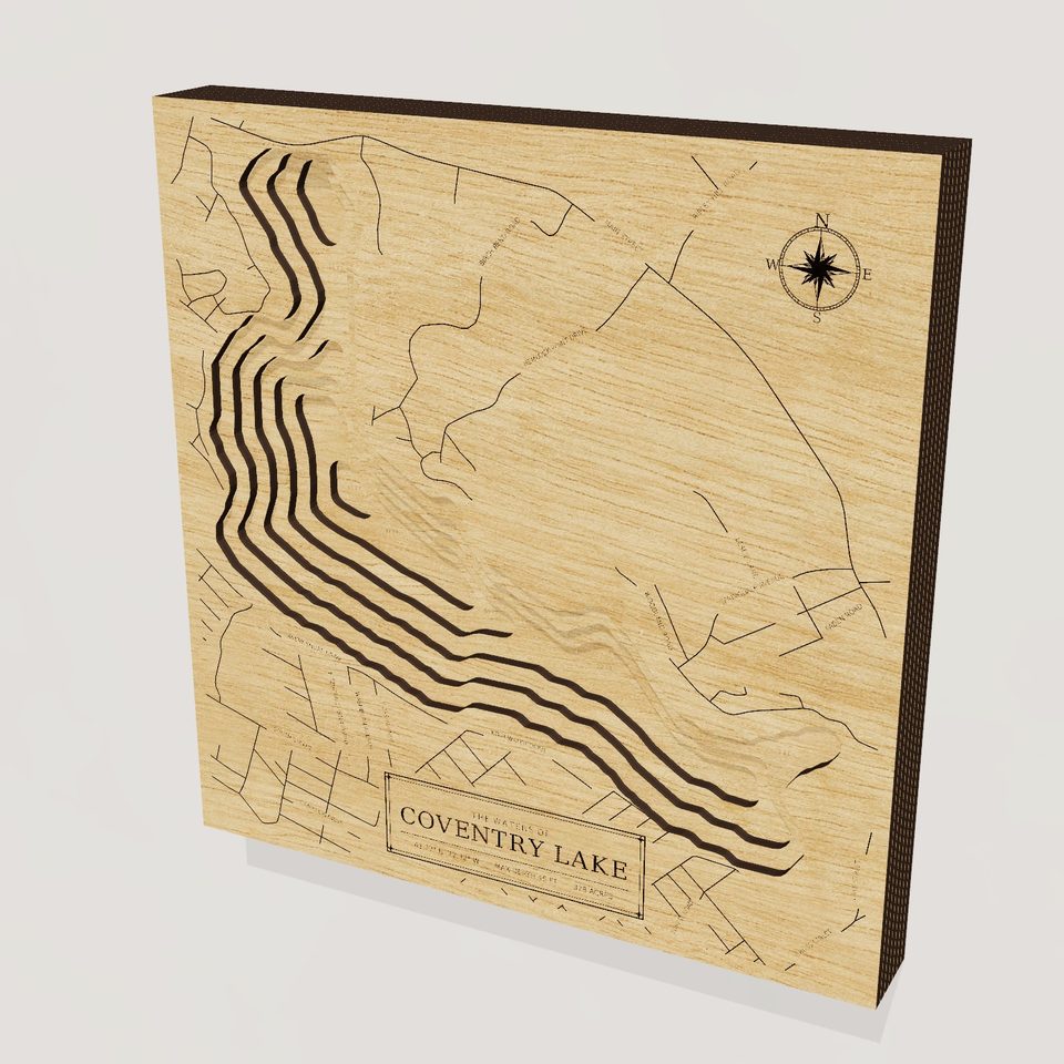 Coventry Lake 3D wood map, hero view
