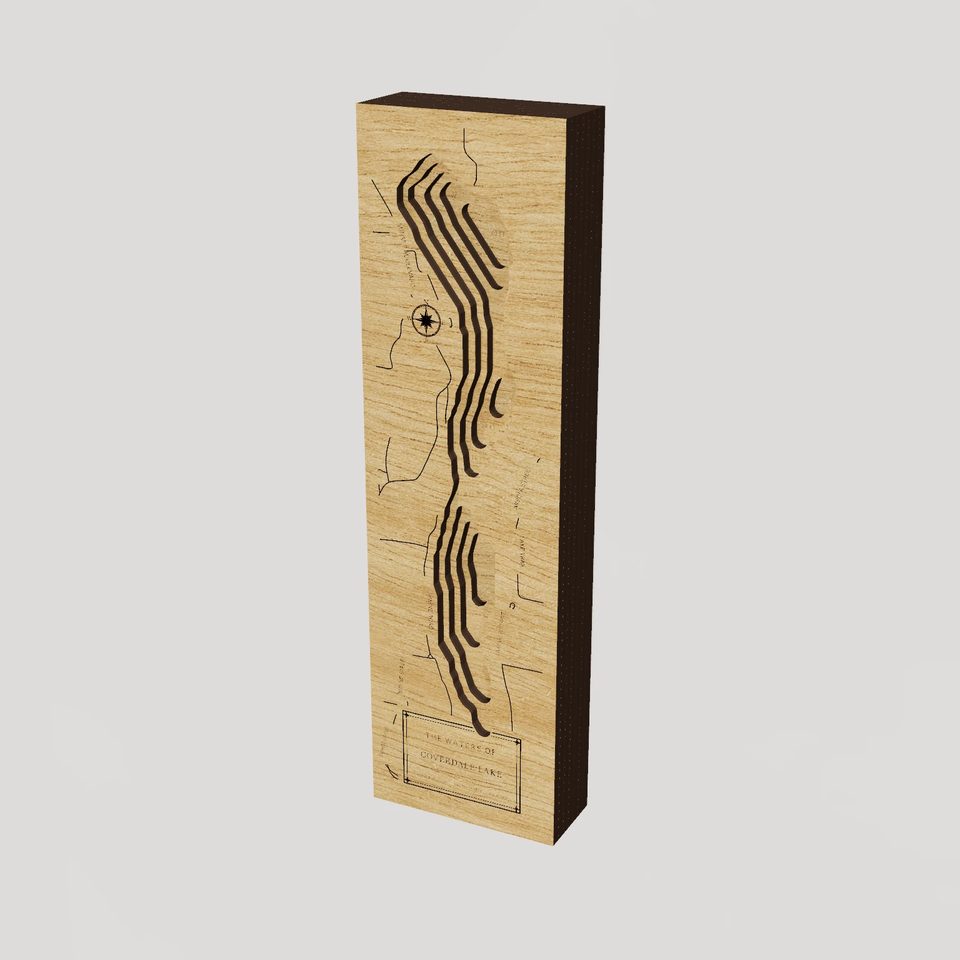 Coverdale Lake 3D wood map, hero view