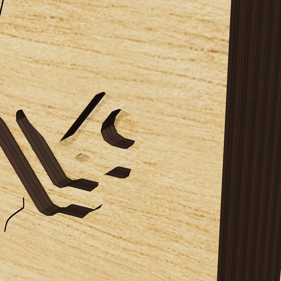 Cowan Lake 3D wood map, detail view