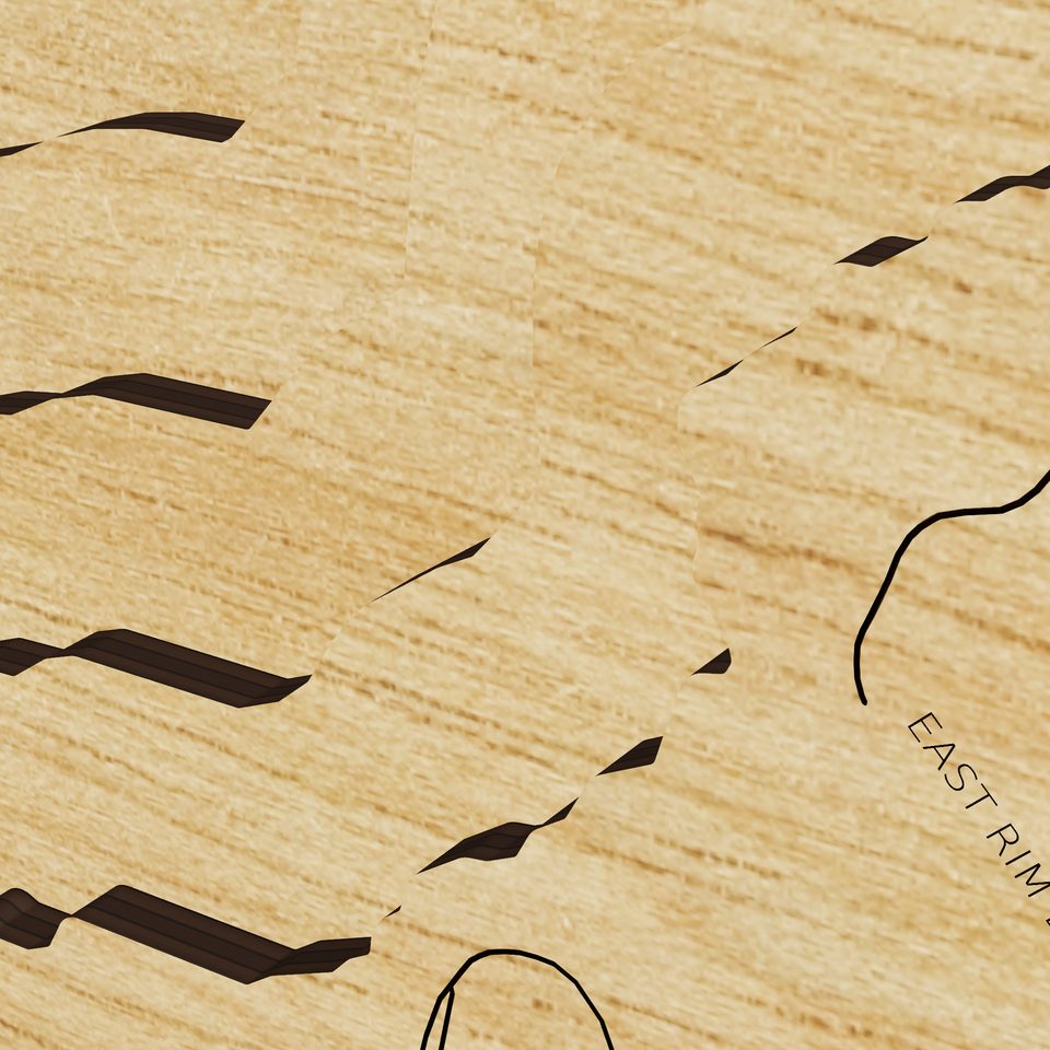 Crater Lake 3D wood map, detail view
