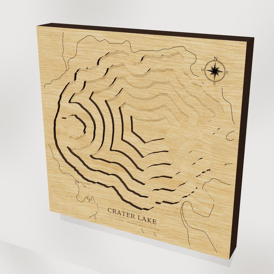 Crater Lake 3D wood map, hero view