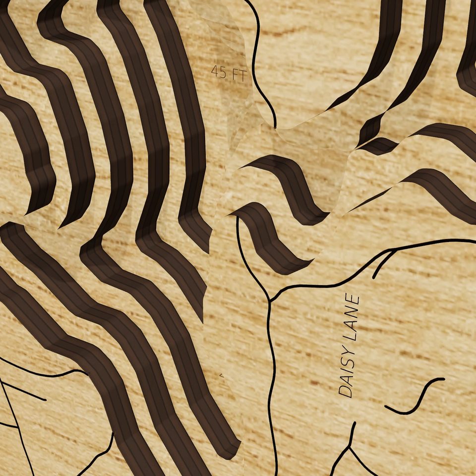 Croton Falls Reservoir 3D wood map, detail view