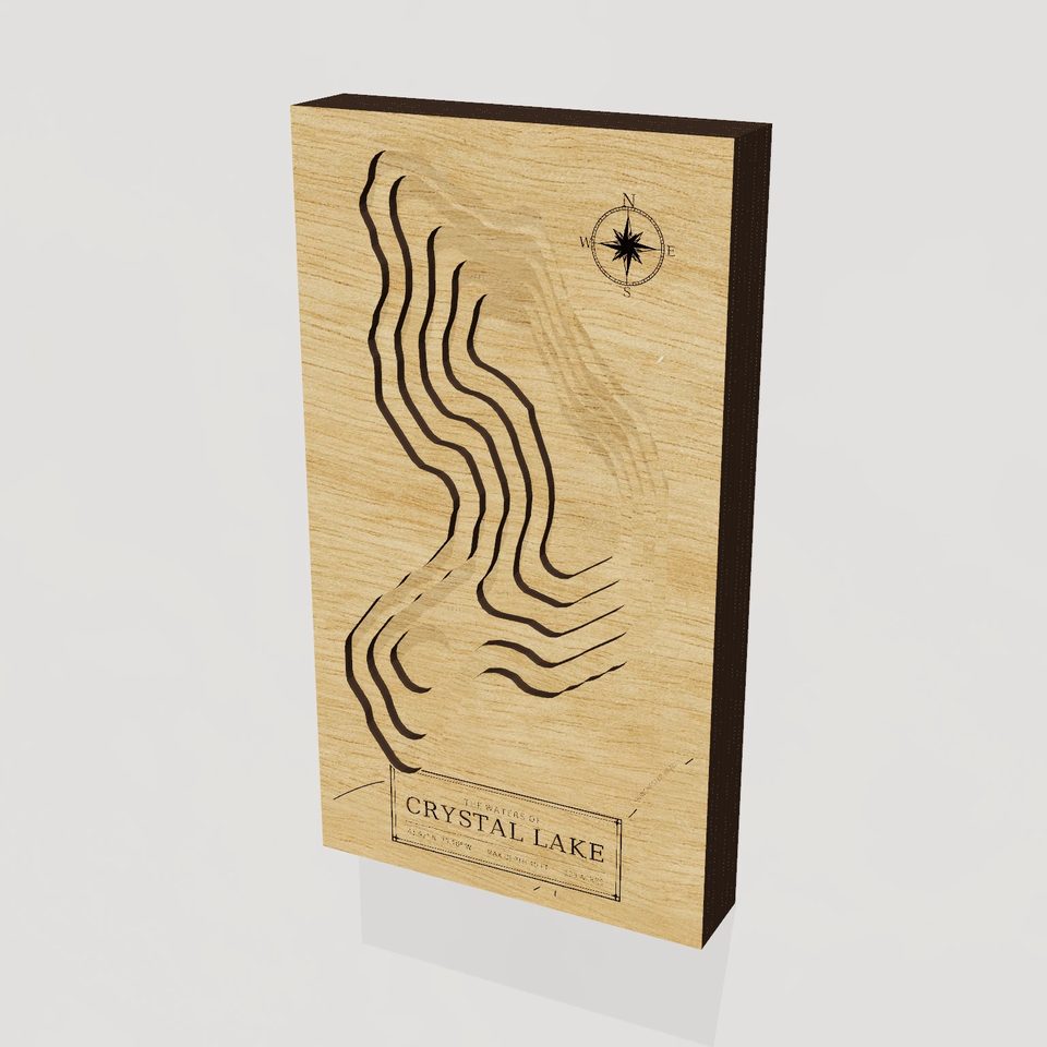 Crystal Lake 3D wood map, hero view