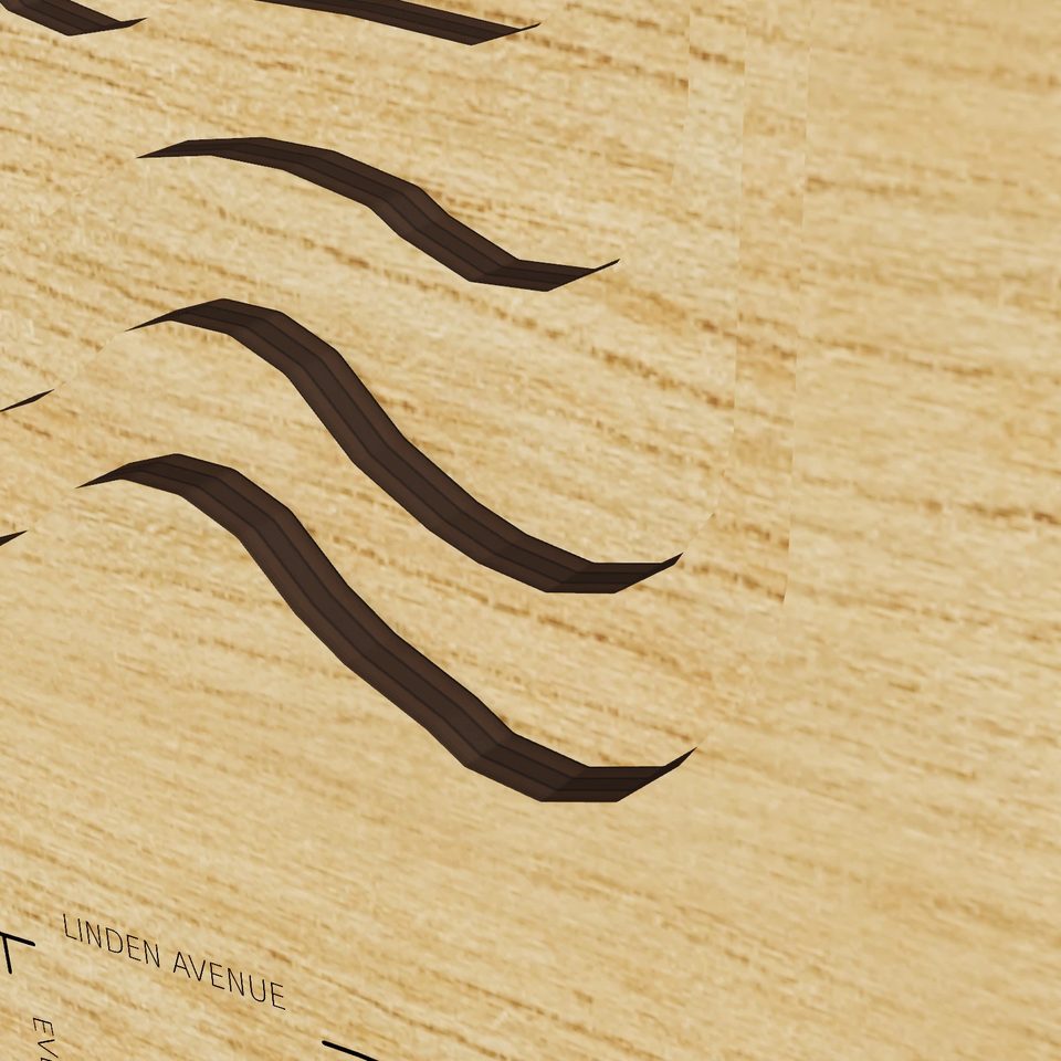 Crystal Lake 3D wood map, detail view
