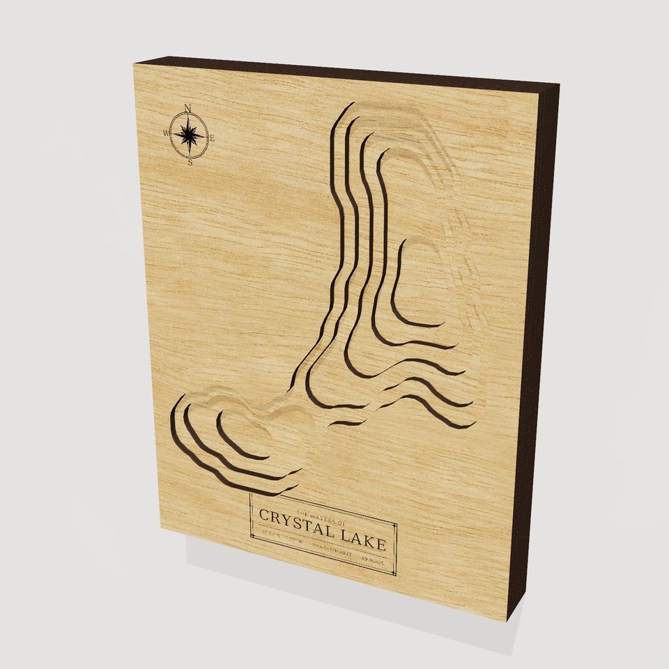 Crystal Lake 3D wood map, hero view