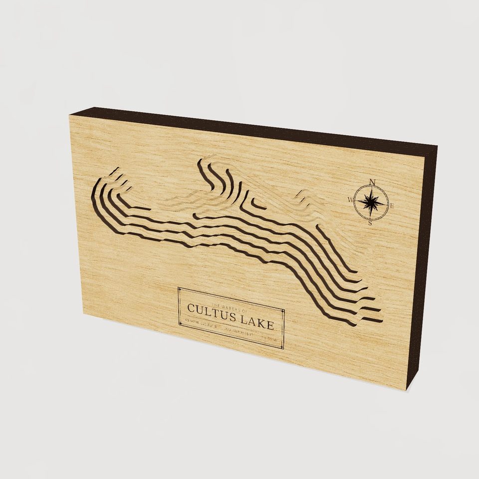 Cultus Lake 3D wood map, hero view