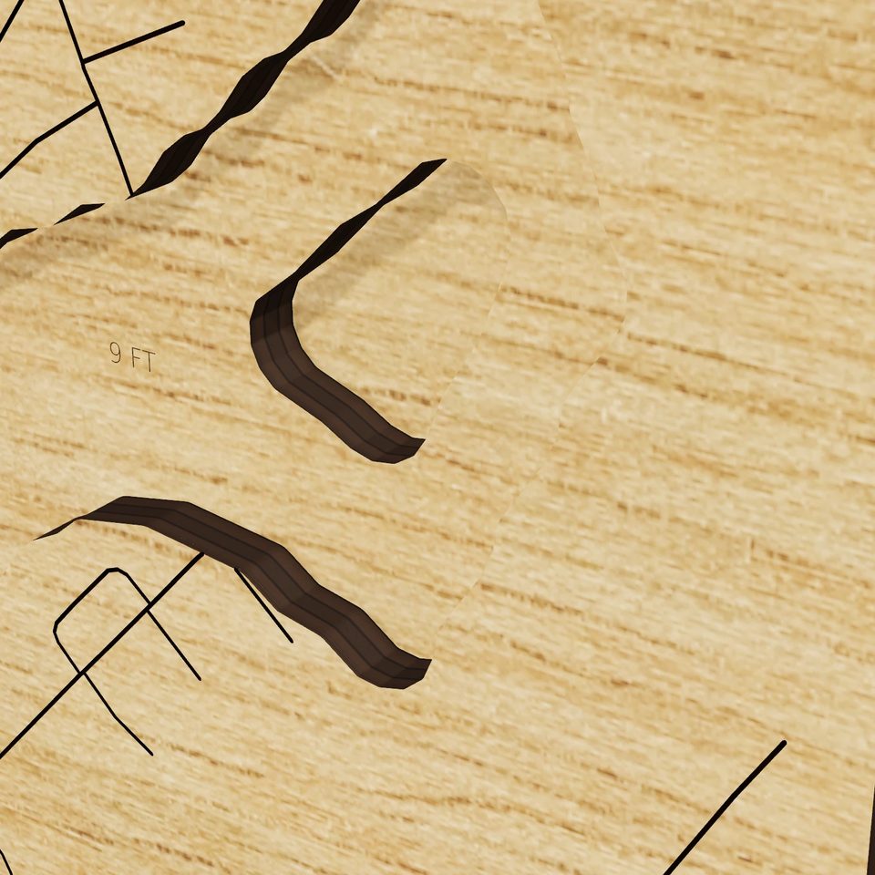 Culver Lake 3D wood map, detail view