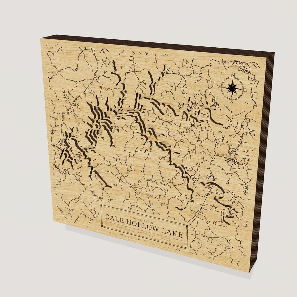 Dale Hollow Lake 3D wood map, hero view