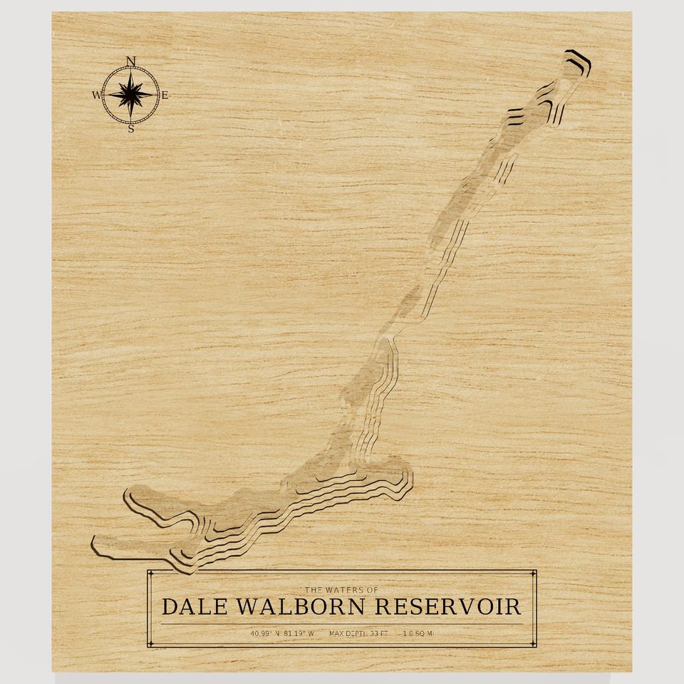 Dale Walborn Reservoir 3D wood map, front view
