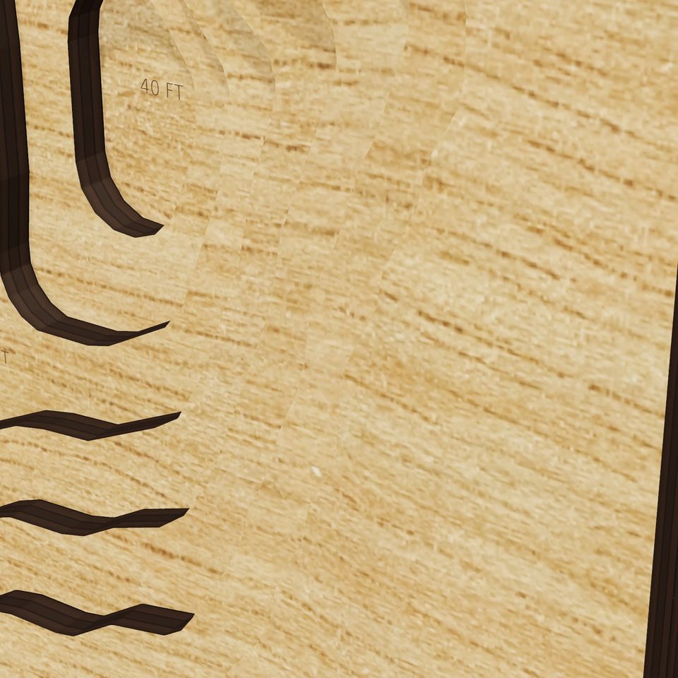 Deam Lake 3D wood map, detail view