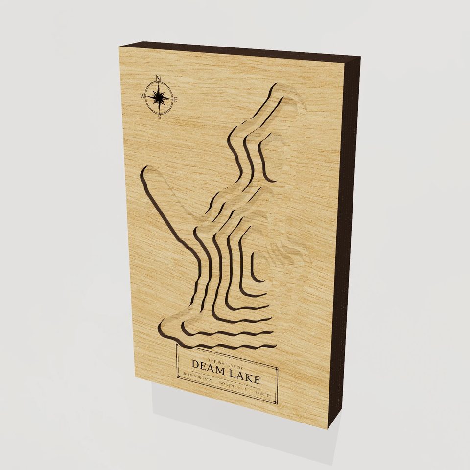 Deam Lake 3D wood map, hero view