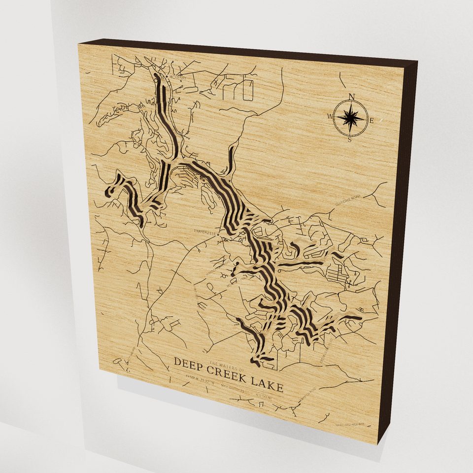 Deep Creek Lake 3D wood map, hero view
