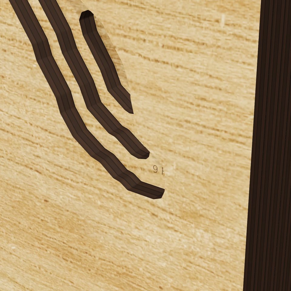 Diablo Lake 3D wood map, detail view