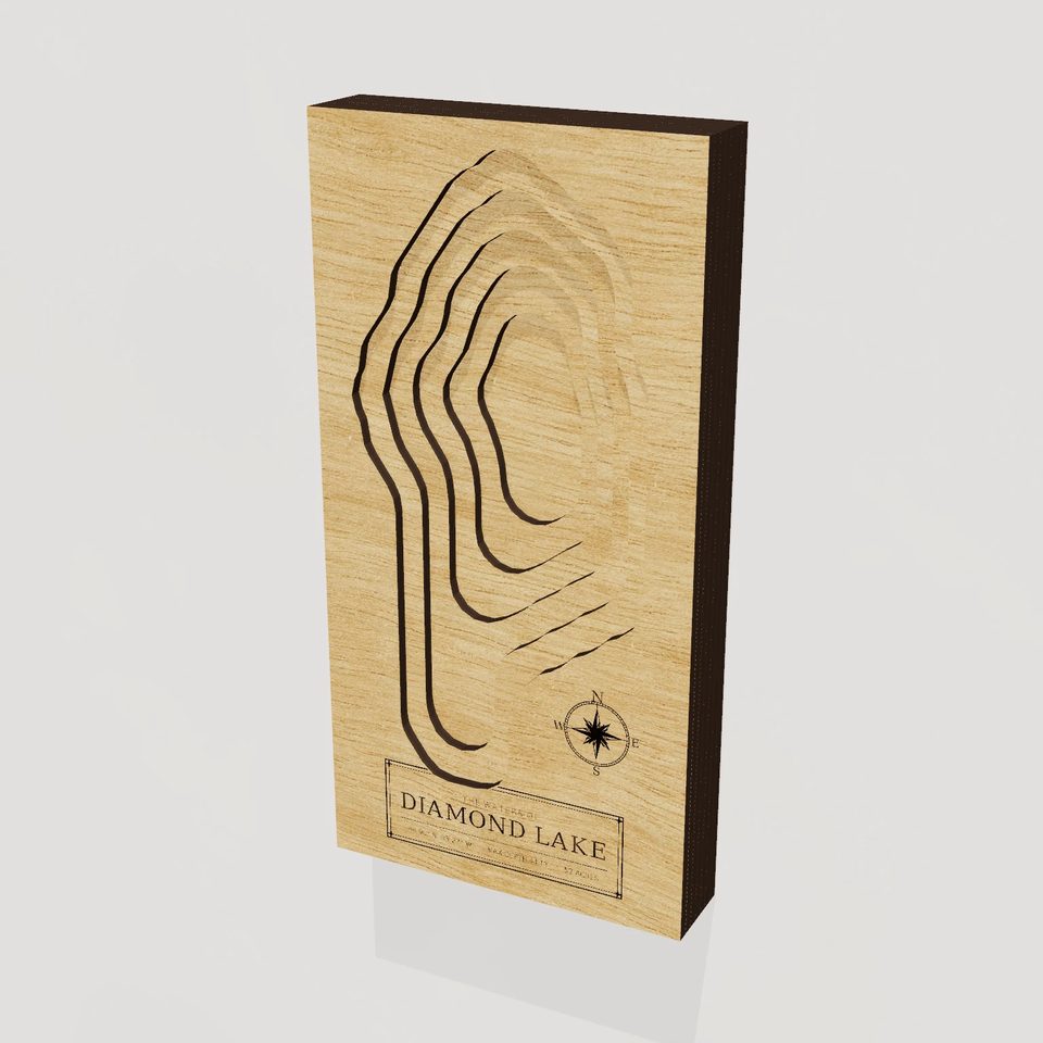 Diamond Lake 3D wood map, hero view