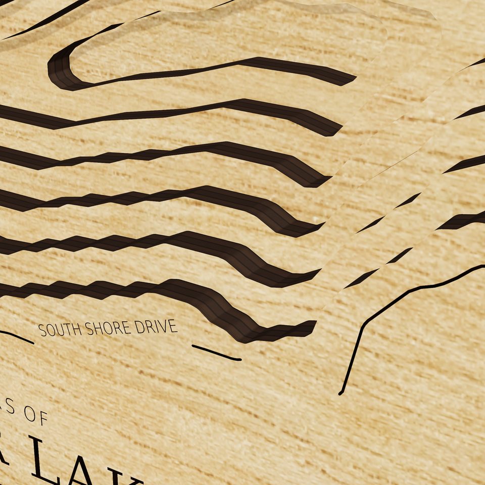 Donner Lake 3D wood map, detail view